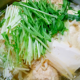 【ちゃんこ】水菜と鶏つくねの鍋